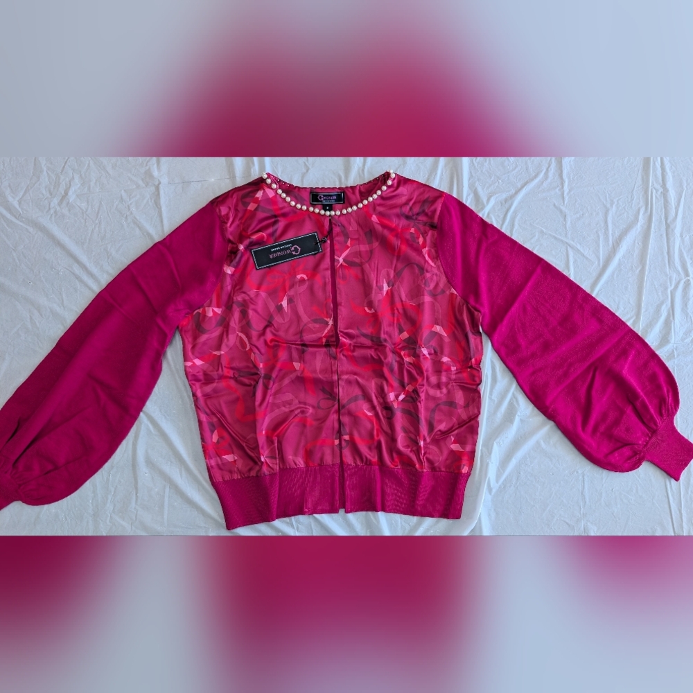 C Wonder by Christian Siriano Women’s Pink Satin Front Cardigan Size Medium  NWT